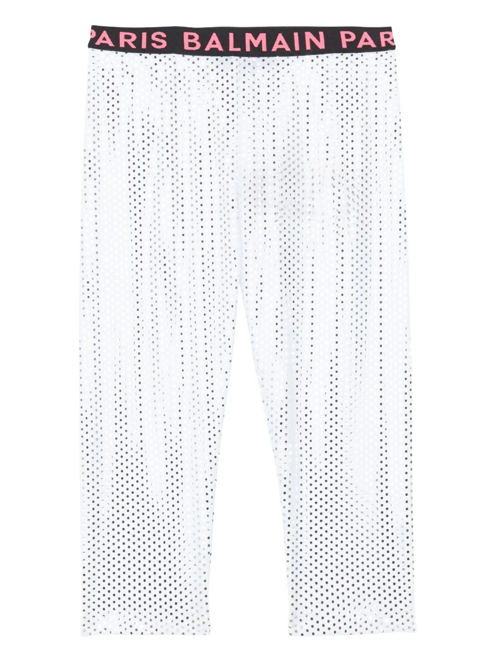 Balmain Kids logo-print metallic-effect leggings | White | Image 1