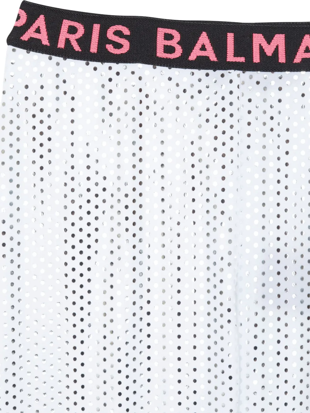 Balmain Logo-print Metallic-effect Leggings In White