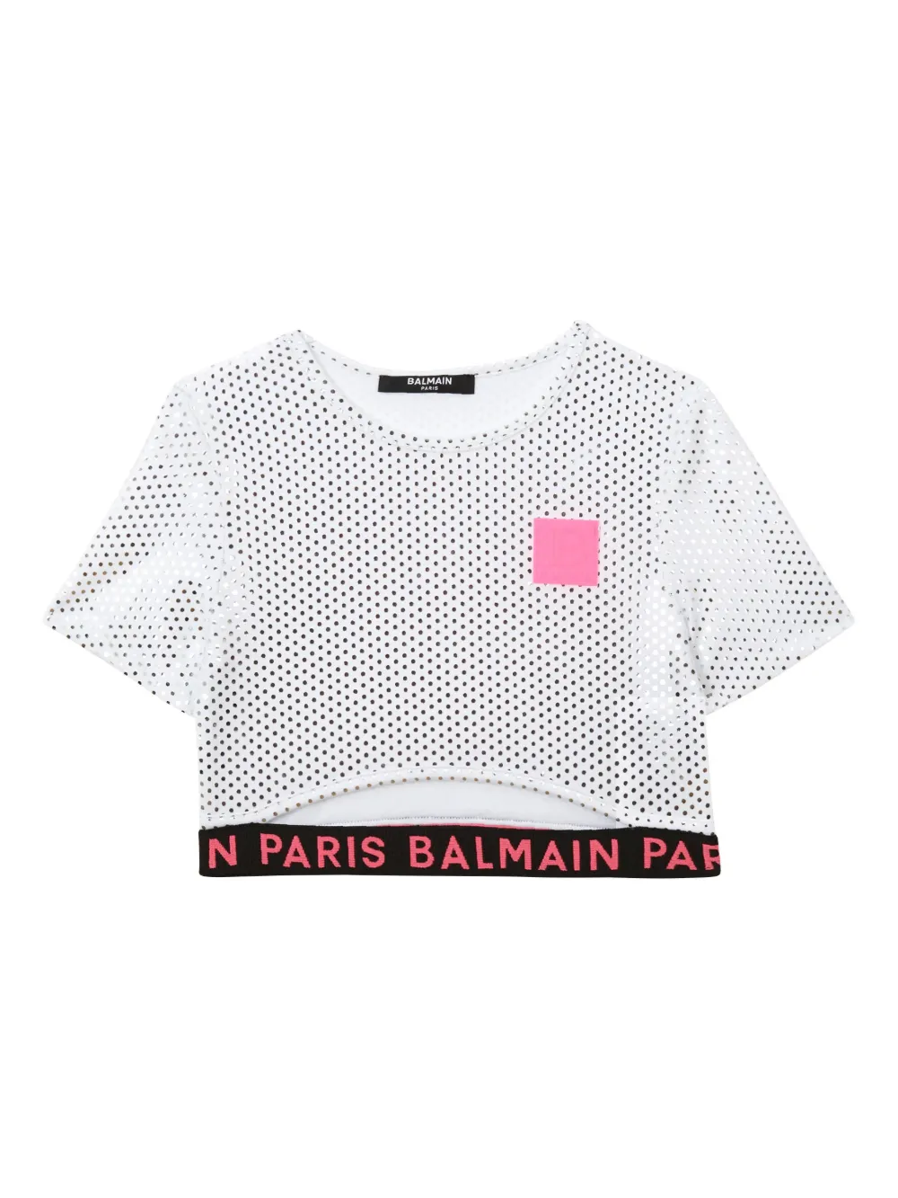 Balmain Kids ロゴ ポルカドット Tシャツ - ホワイト Balmain Kids ロゴ ポルカドット Tシャツ - ホワイト