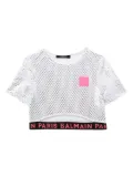 Balmain Kids logo-waistband polka-dot T-shirt - White