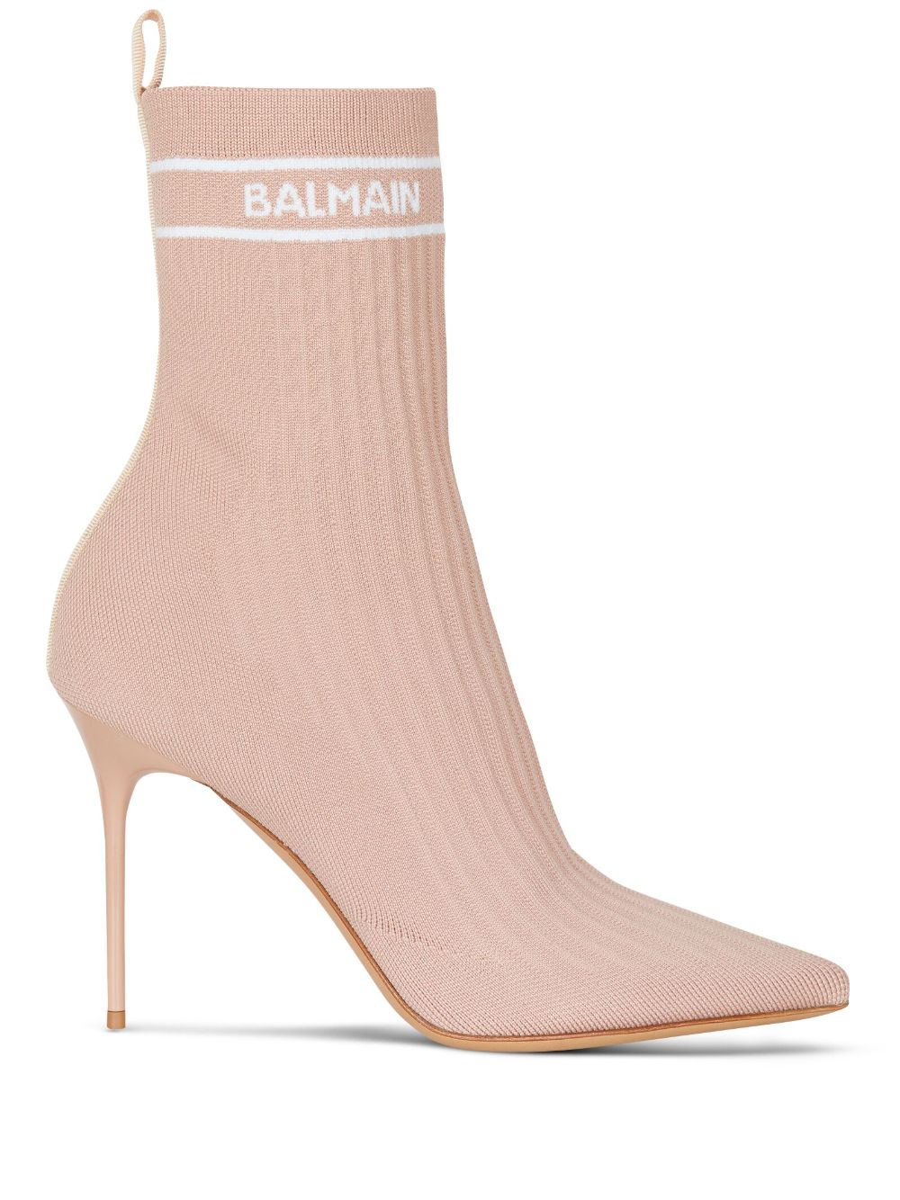 Shop Balmain Skye 95mm Knitted Ankle Boots In Neutrals