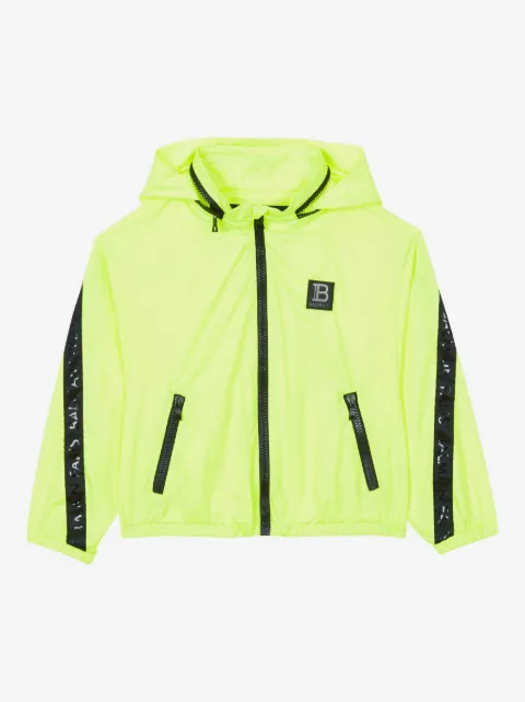 Balmain Kids chamarra rompevientos con capucha y parche del logo