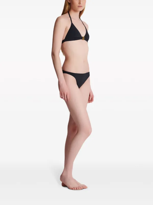 Balmain logo-print Triangle Bikini Set | Black | FARFETCH