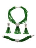 Jennifer Gibson Jewellery 1990s pre-owned Torsade necklace, earrings and bracelet set - Green