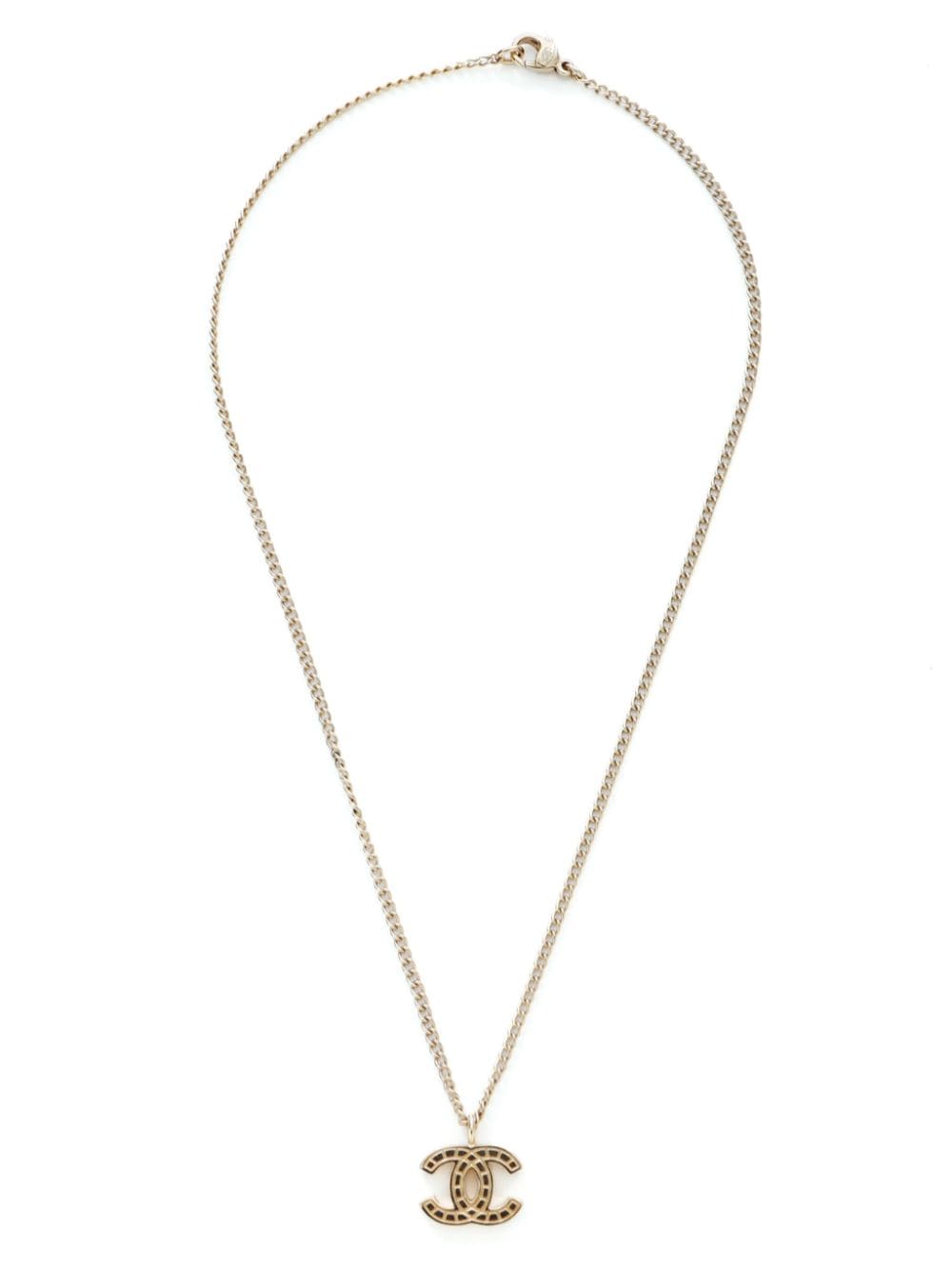 Pre-owned Chanel 2003 Cc-pendant Necklace In Gold