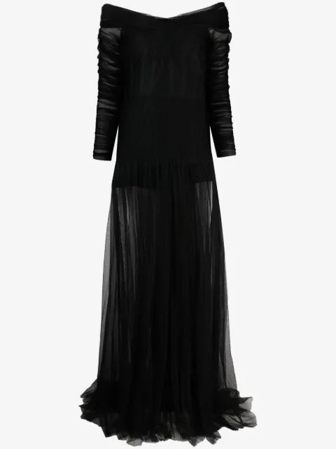 Ana Radu sheer-overlay off-shoulder gown