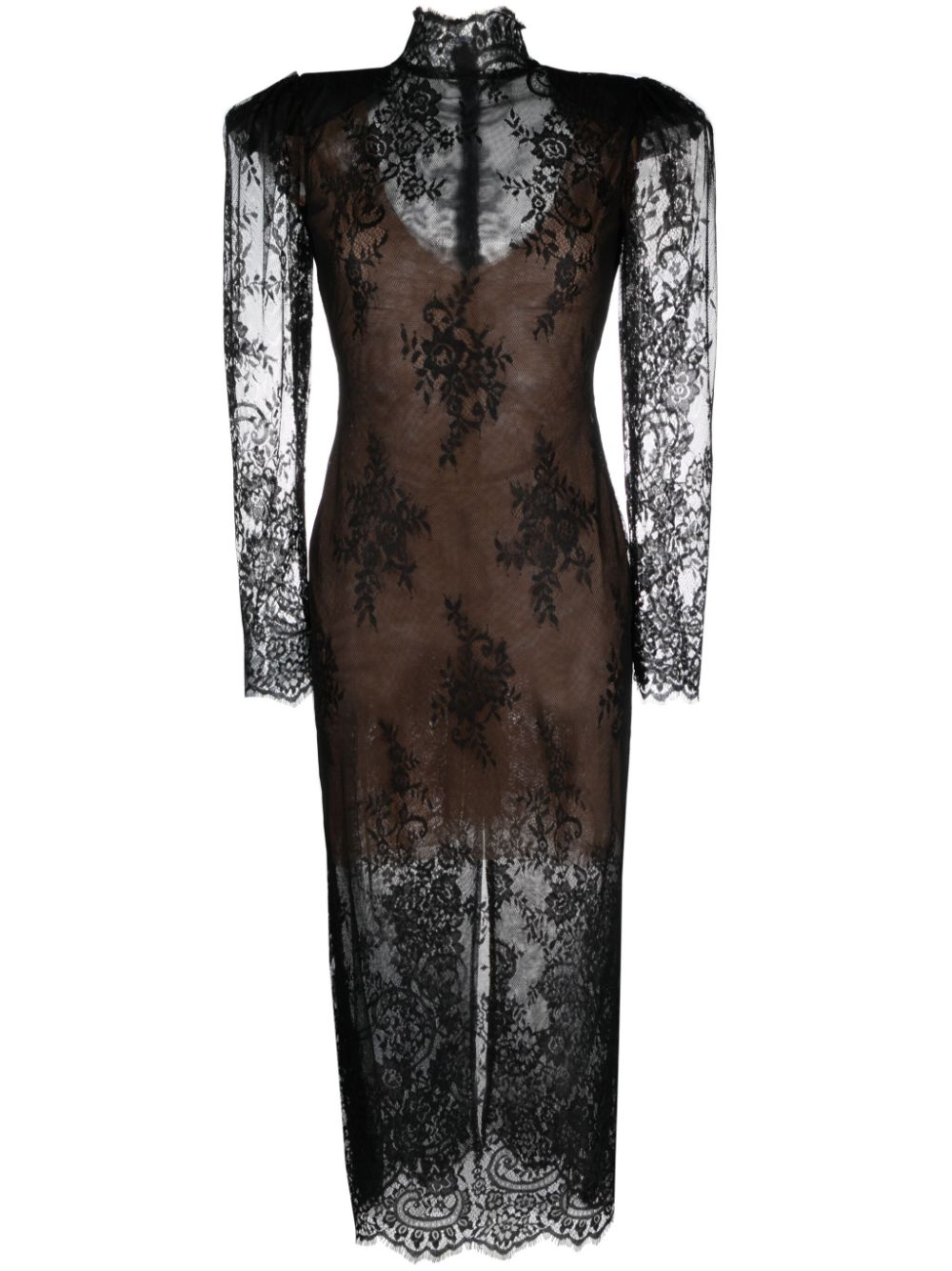 Ana Radu Floral-lace Midi Dress In Black