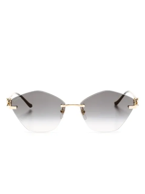 Cartier Eyewear نظارة شمس بإطار هندسي وبروش رأس نمر