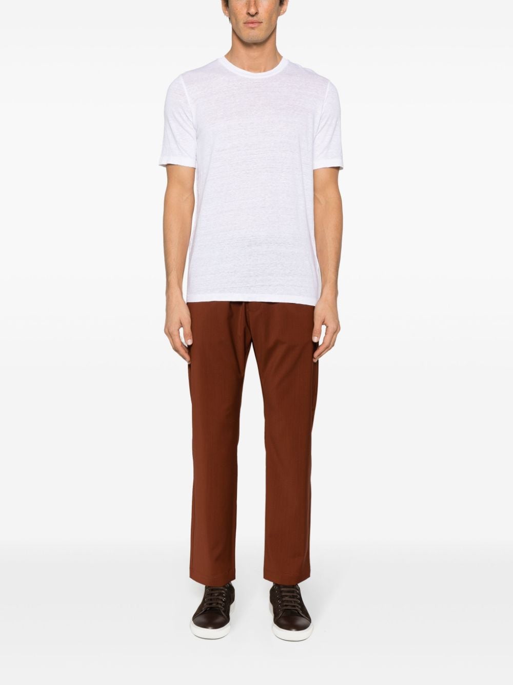 Shop 120% Lino Long-sleeve Linen Shirt In Weiss
