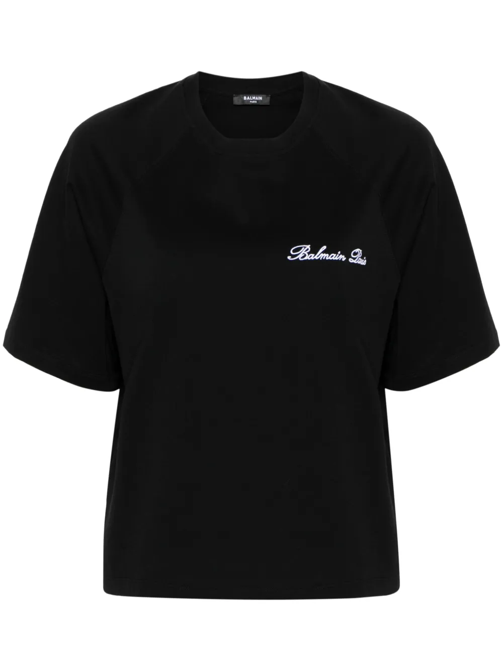 Balmain Katoenen T-shirt met geborduurd logo Zwart