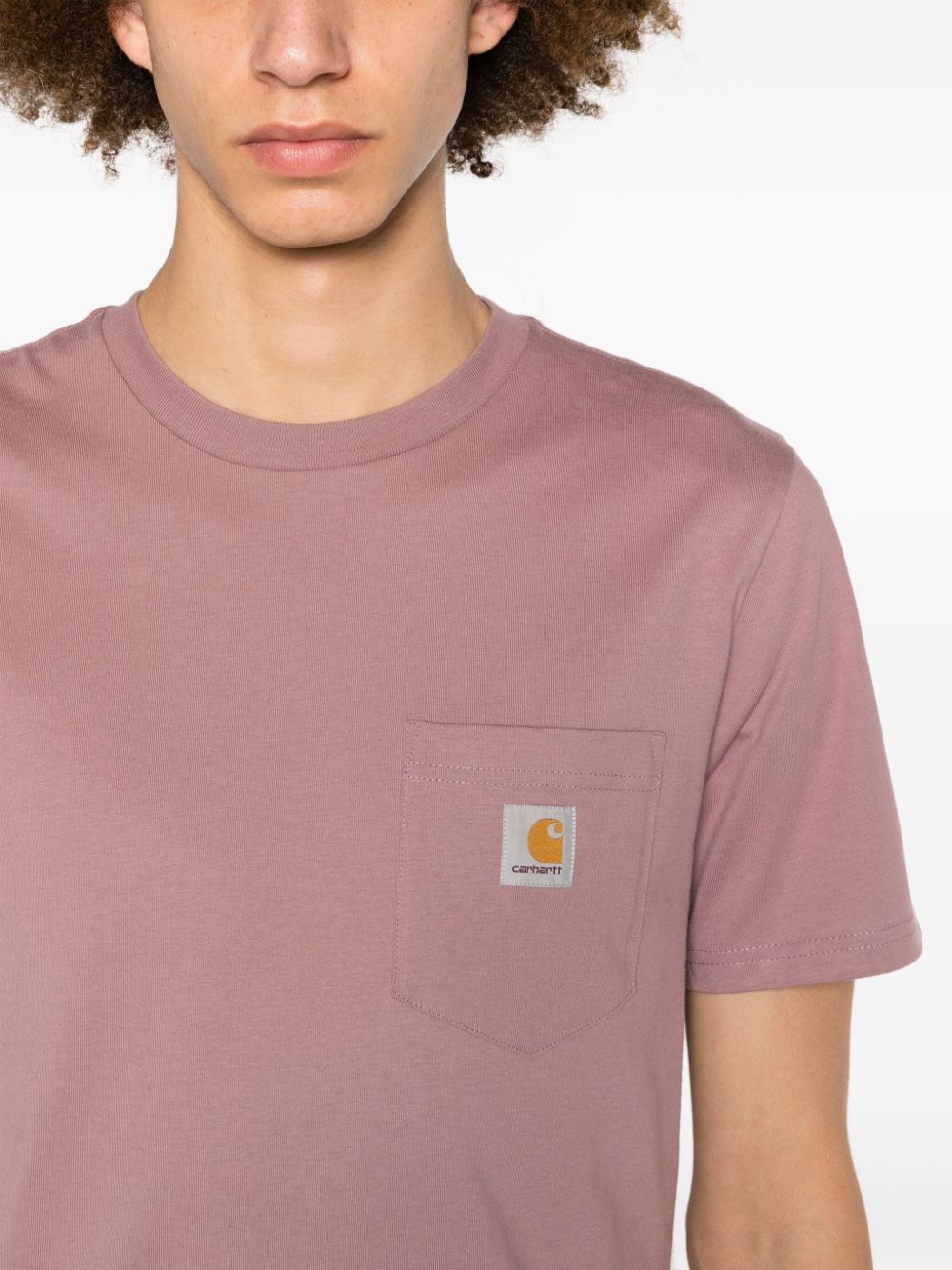Carhartt WIP Katoenen T-shirt met logopatch Roze