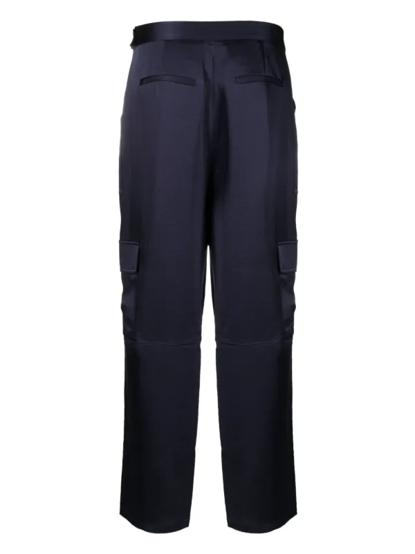 Pantalon De Survêtement Jonathan Simkhai - Taille 8 - Bleu Marine Satin Stretch - Fendu Latéral - Neuf Avec étiquettes