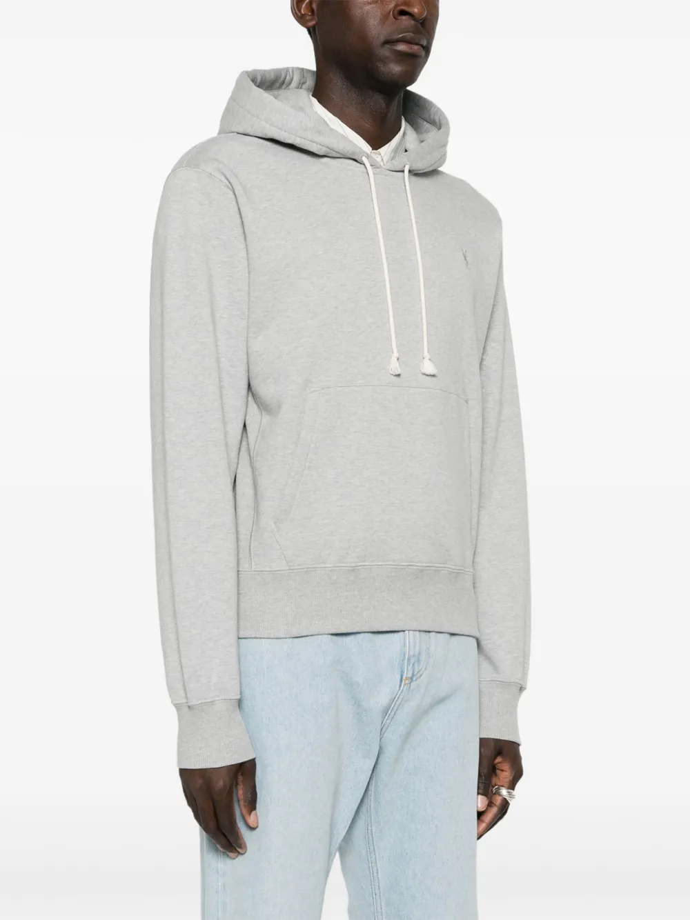 Saint Laurent Katoenen hoodie met Cassandre-borduurwerk Grijs