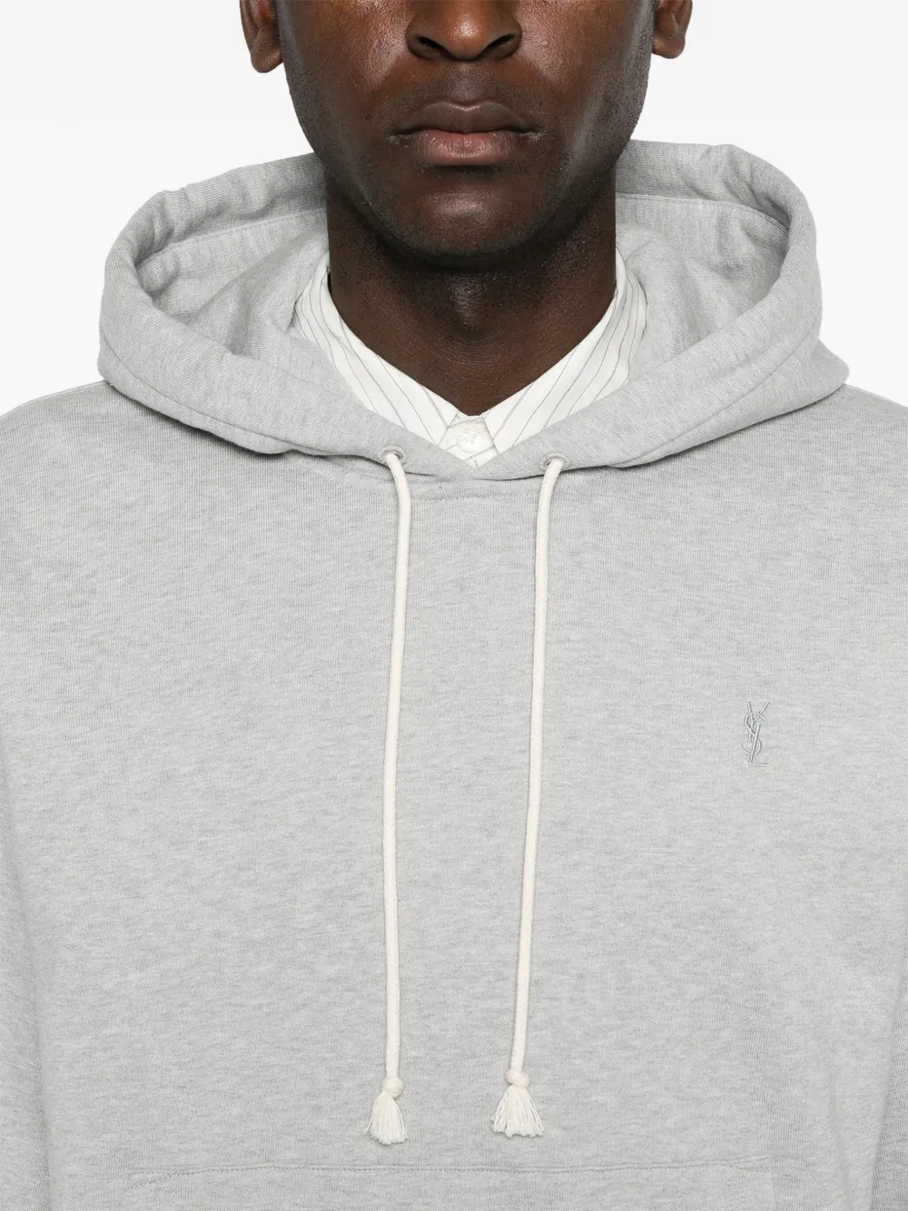 Saint Laurent Katoenen hoodie met Cassandre-borduurwerk Grijs