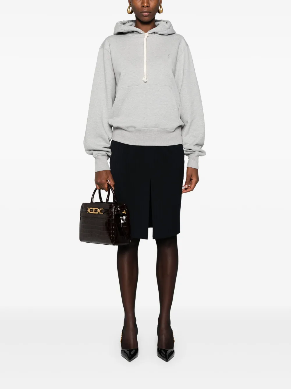 Saint Laurent Katoenen hoodie met Cassandre-logo Grijs