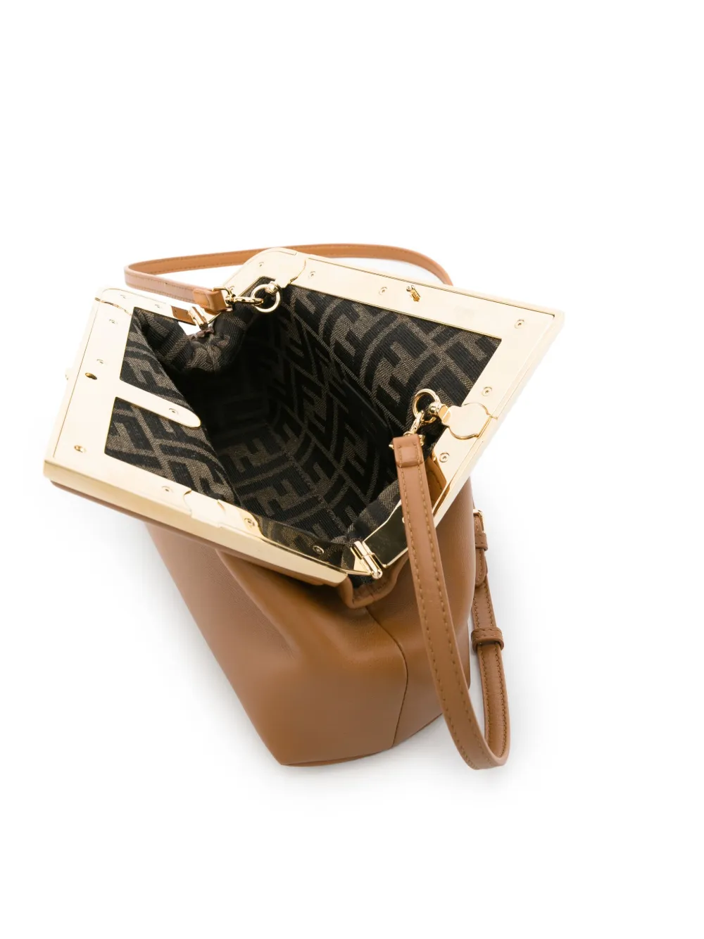 Fendi First Small Nappa Leather Clutch In Brown