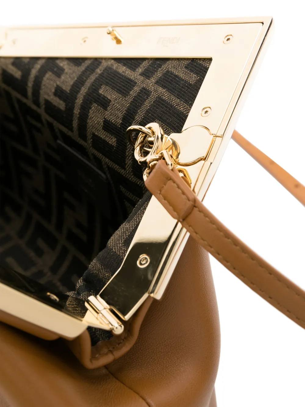 Fendi First Small Nappa Leather Clutch In Brown