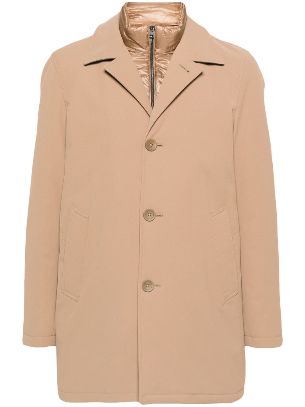 Herno Padded Single-breasted Coat In Neutrals