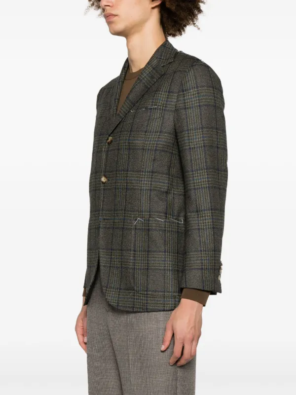 SARTORIO NAPOLI plaid-check Wool Blend Blazer | Grey | FARFETCH