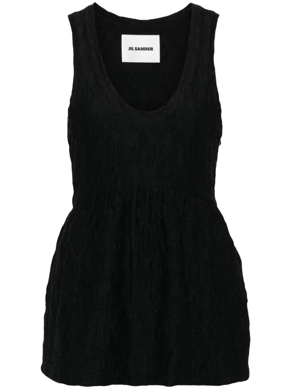 Shop Jil Sander Crinkled Flared Top In Black