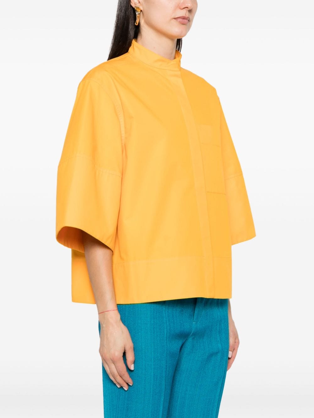 Shop Jil Sander Stand-collar Cotton Shirt In Orange