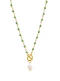 Nialaya Jewelry pearl-pendant wrap necklace - Green