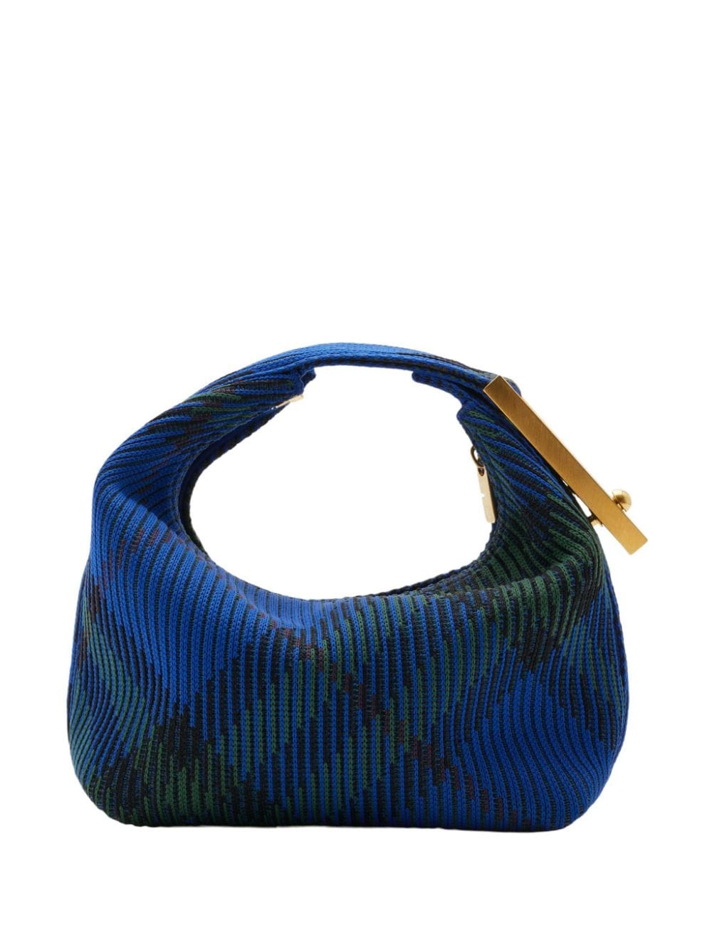 Shop Burberry Peg Checked Shoulder Bag In Blue