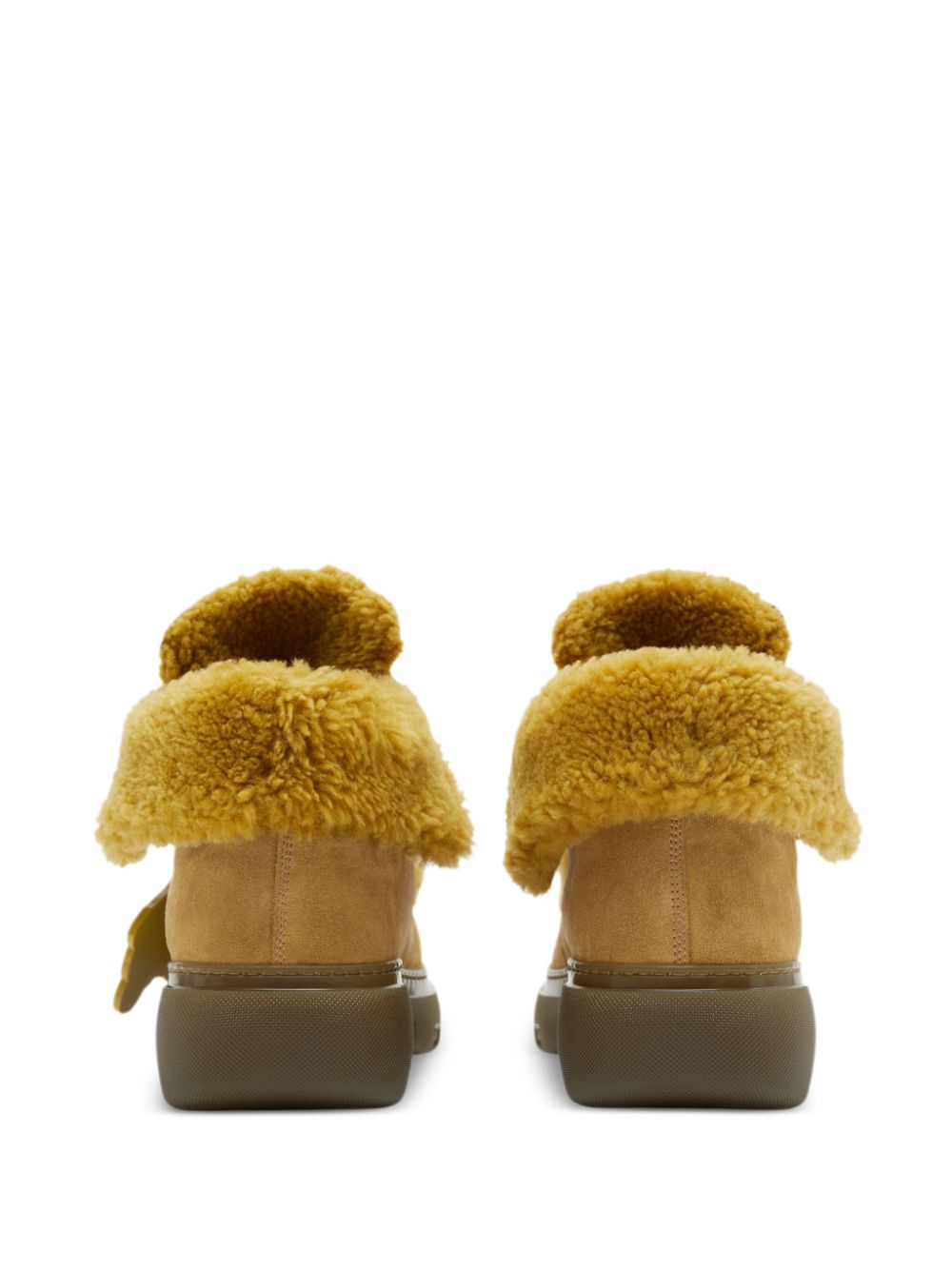 CREEPER SHEARLING-TRIM SUEDE BOOTS