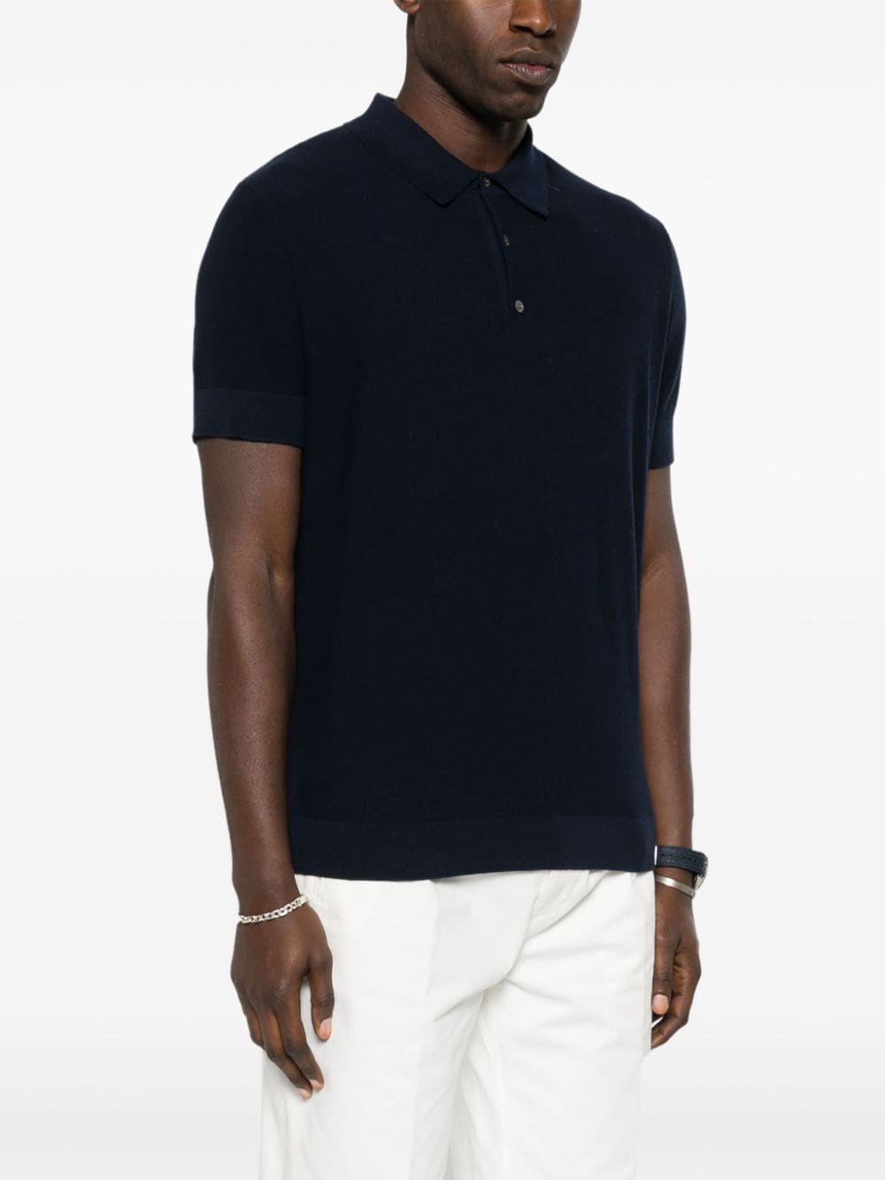 Shop Fursac Cotton-cashmere Blend Polo Shirt In Blue