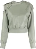 Undercover leaf-embroidered leather sweatshirt - Green