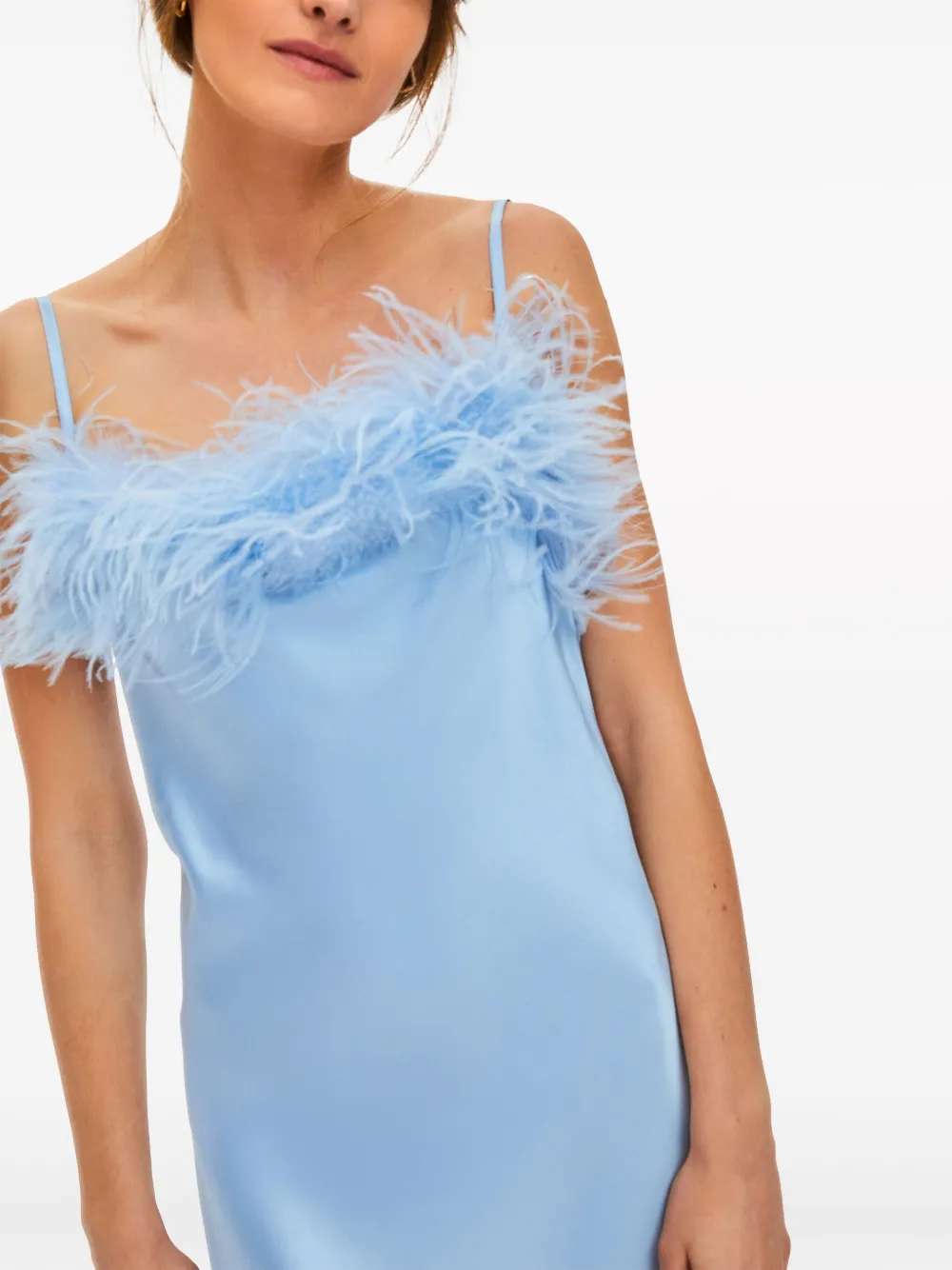 NWT Sleeper Women's Black Boheme Ostrich Feather Satin Crop Top Size Small main image 0