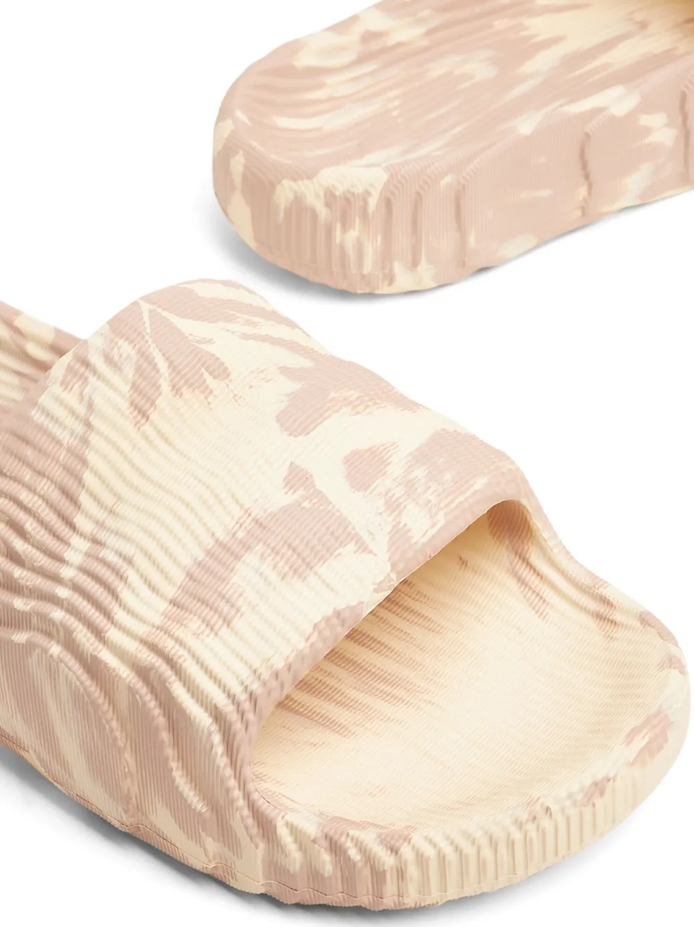 Adidas Originals Adilette Textured Slide Sandals In Sand Strata/wonder Taupe/core Black