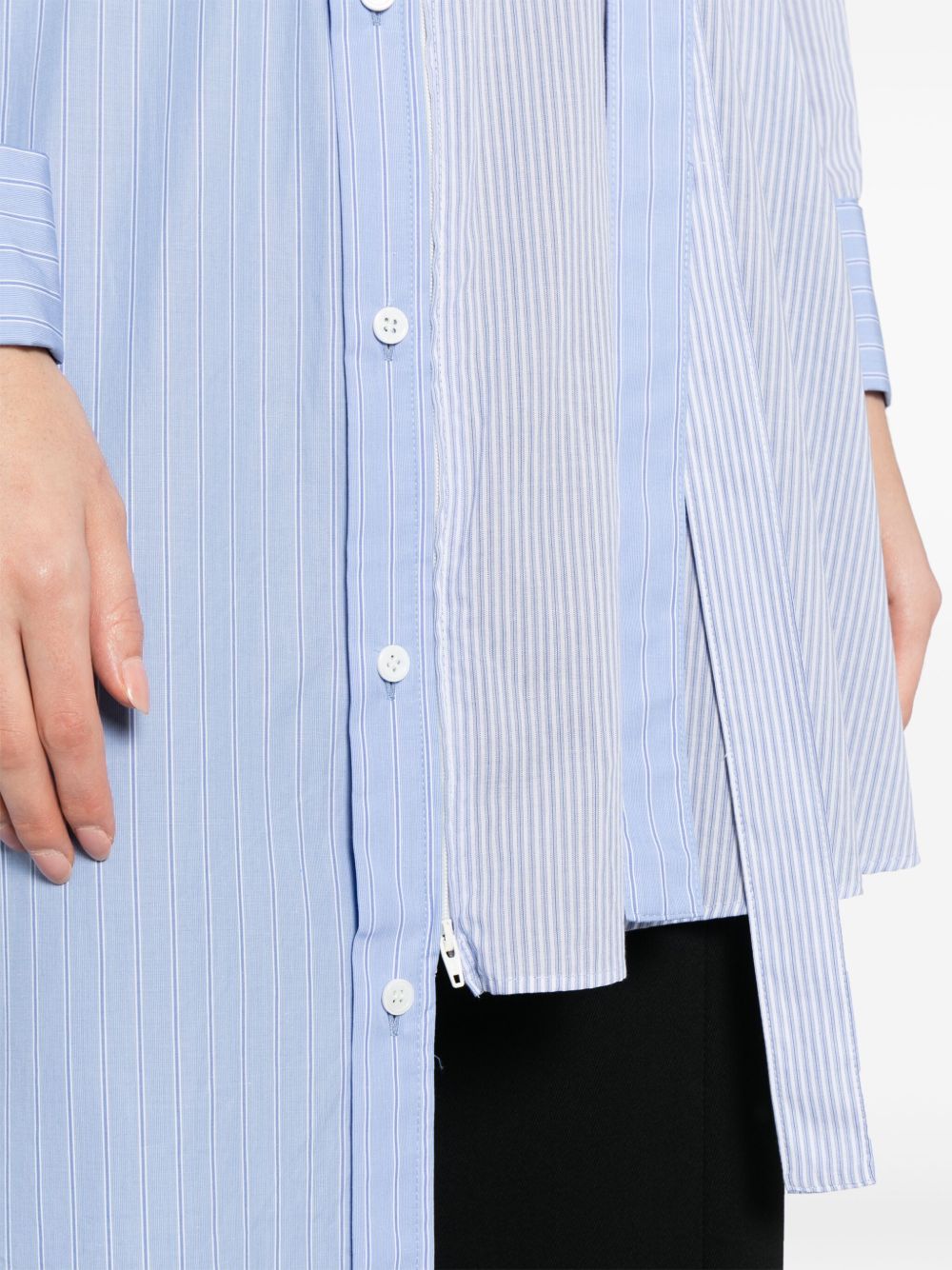 Shop Yohji Yamamoto Asymmetric-hem Cotton Shirt In Blue