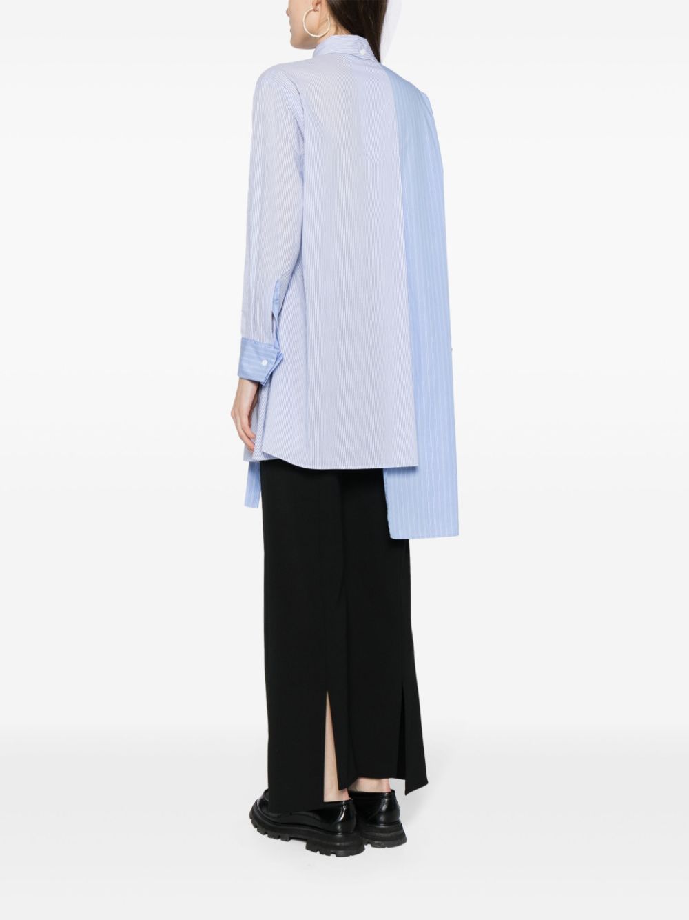 Shop Yohji Yamamoto Asymmetric-hem Cotton Shirt In Blue