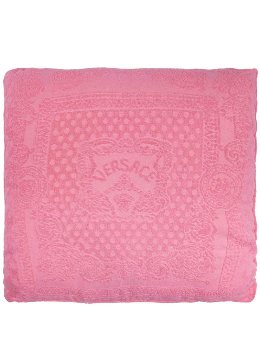 Versace La Vacanza Logo-embroidered Cushion In Pink