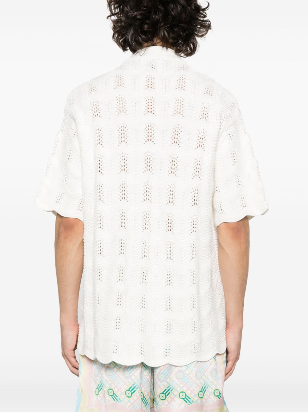 Shop Casablanca Wavy Gradient Crochet Shirt In White