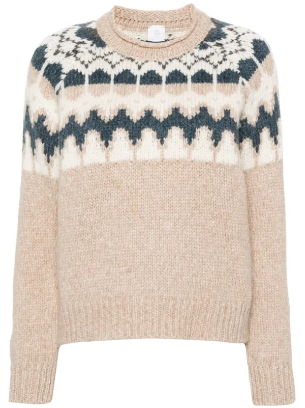 Eleventy Intarsia-pattern Knitted Jumper in Neutrals