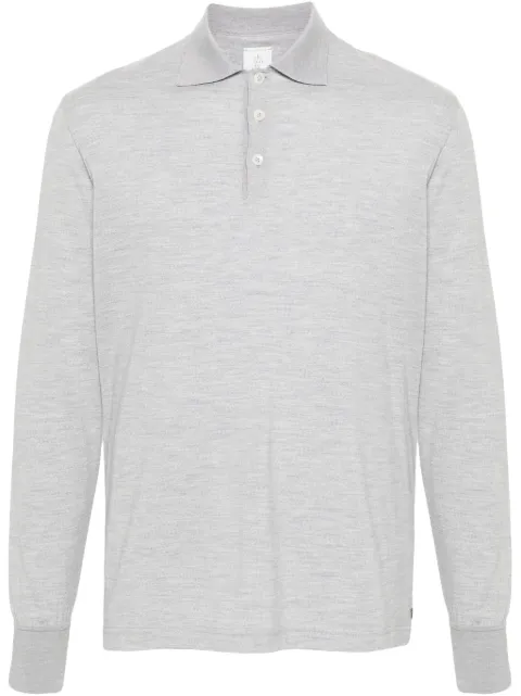 Eleventy mélange long-sleeve polo shirt