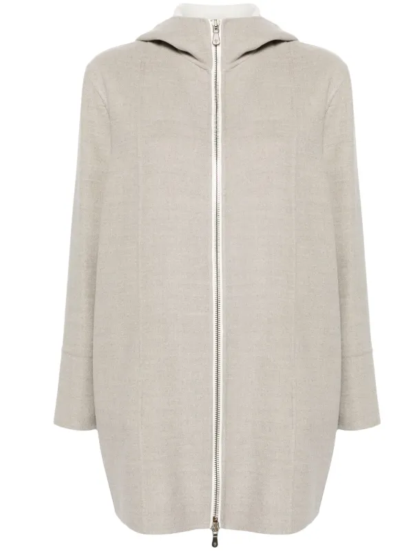 Eleventy Hooded Wool Jacket in Neutrals