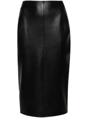 値下げALAÏA アライア レザースカート ブラック本革　モードファッション Alaïa Leather Midi Skirt | Black | FARFETCH