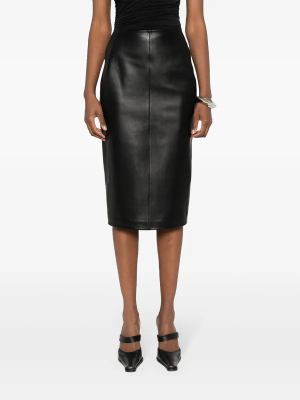 値下げALAÏA アライア レザースカート ブラック本革　モードファッション Alaïa Leather Midi Skirt | Black | FARFETCH