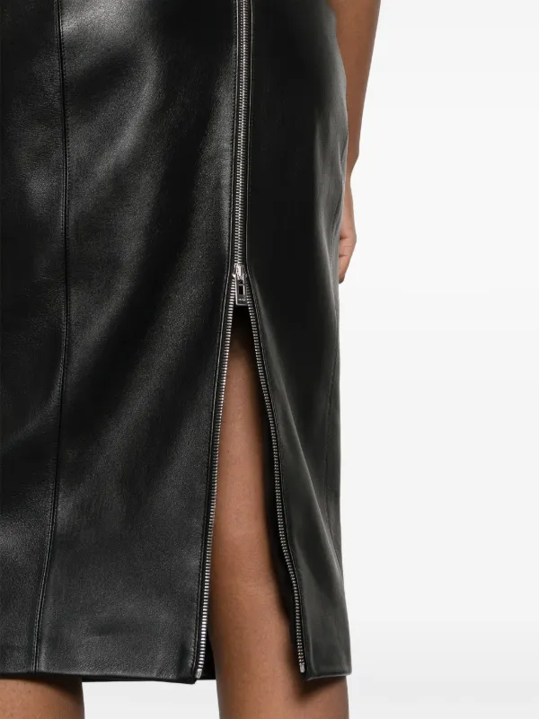 Alaïa Leather Midi Skirt | Black | FARFETCH