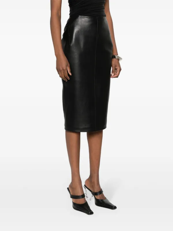 Alaïa Leather Midi Skirt | Black | FARFETCH