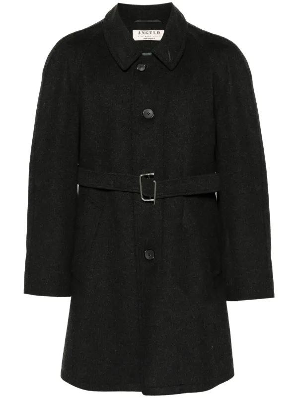 A.N.G.E.L.O. Vintage Cult 1990s Belted Short Coat | Grey | FARFETCH IN