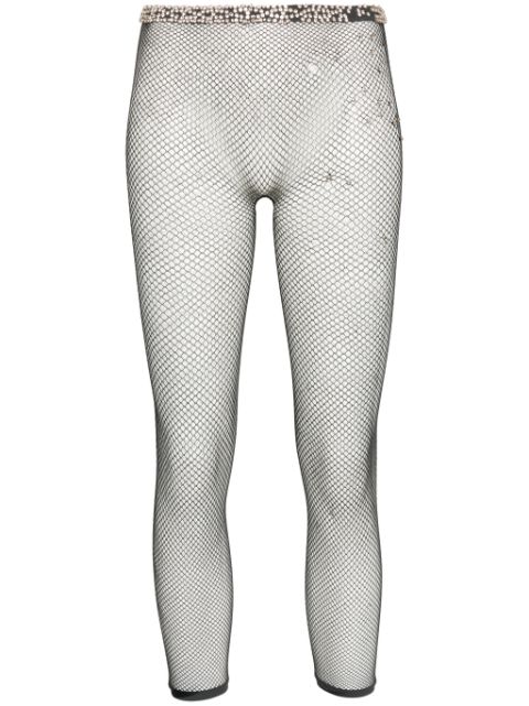 Maison Margiela rhinestone-embellished mesh leggings Women