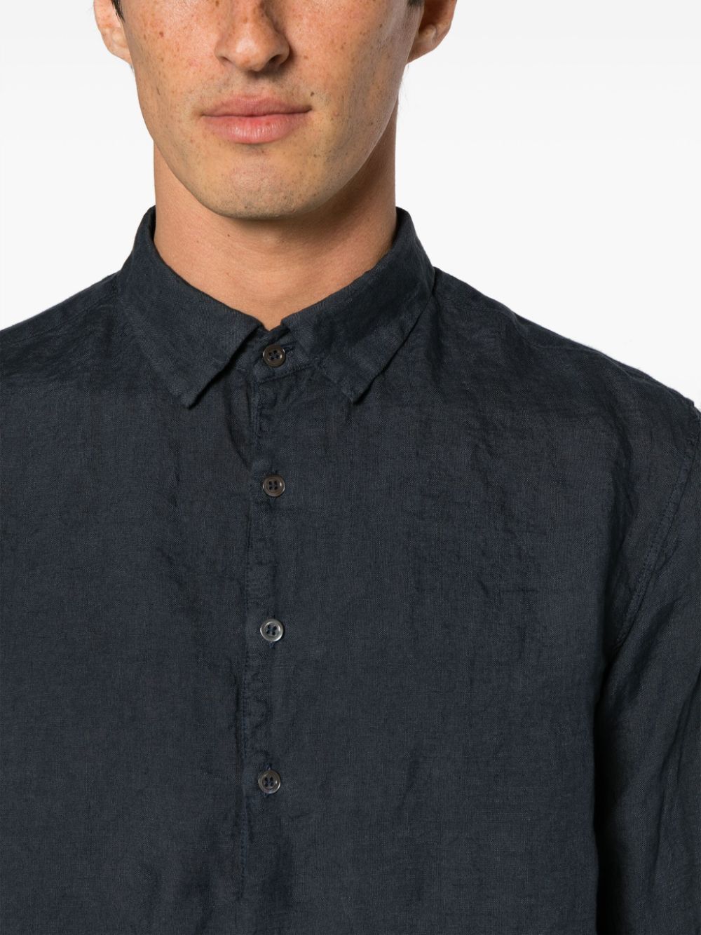 Shop Barena Venezia Pavan Classic-collar Linen Shirt In Blue