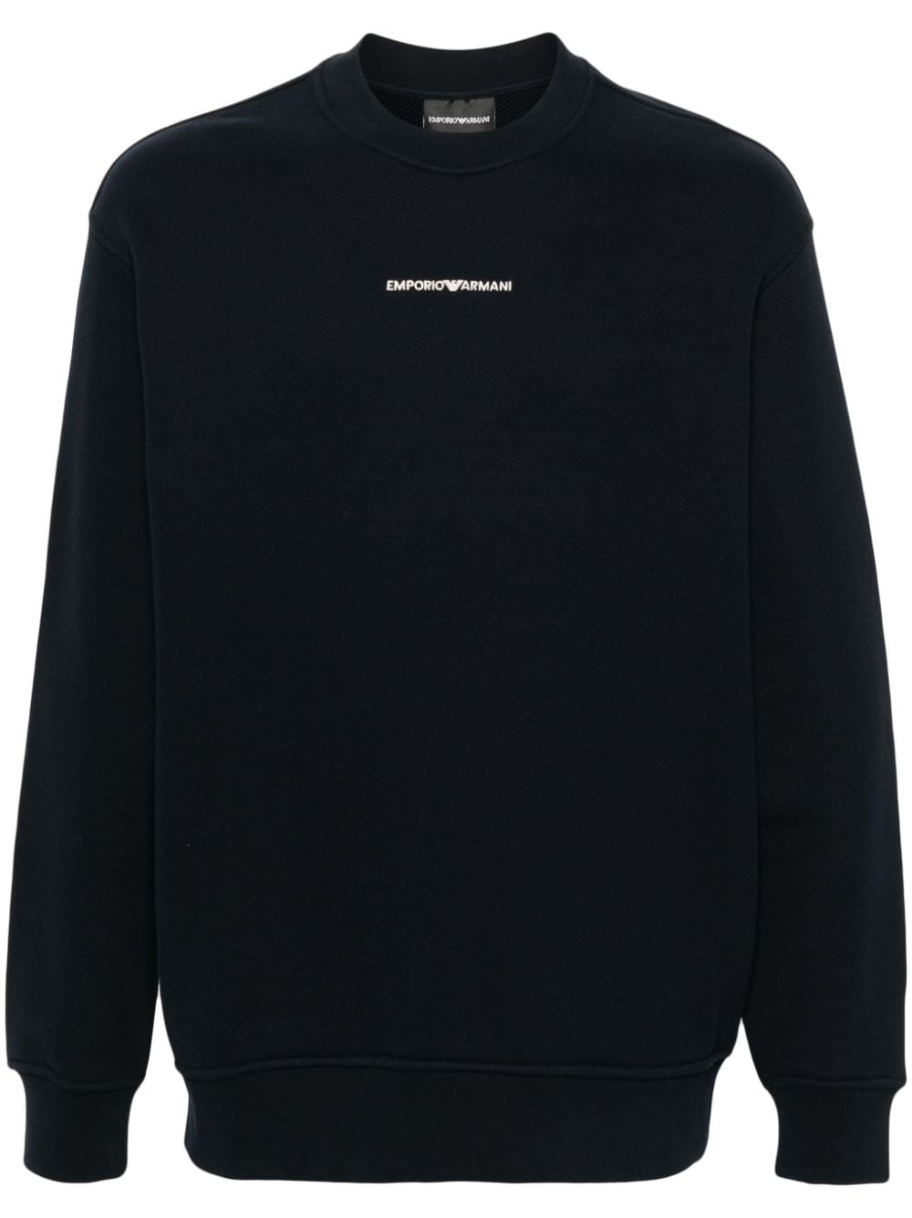 Shop Emporio Armani Logo-embroidery Cotton Sweatshirt In Blue