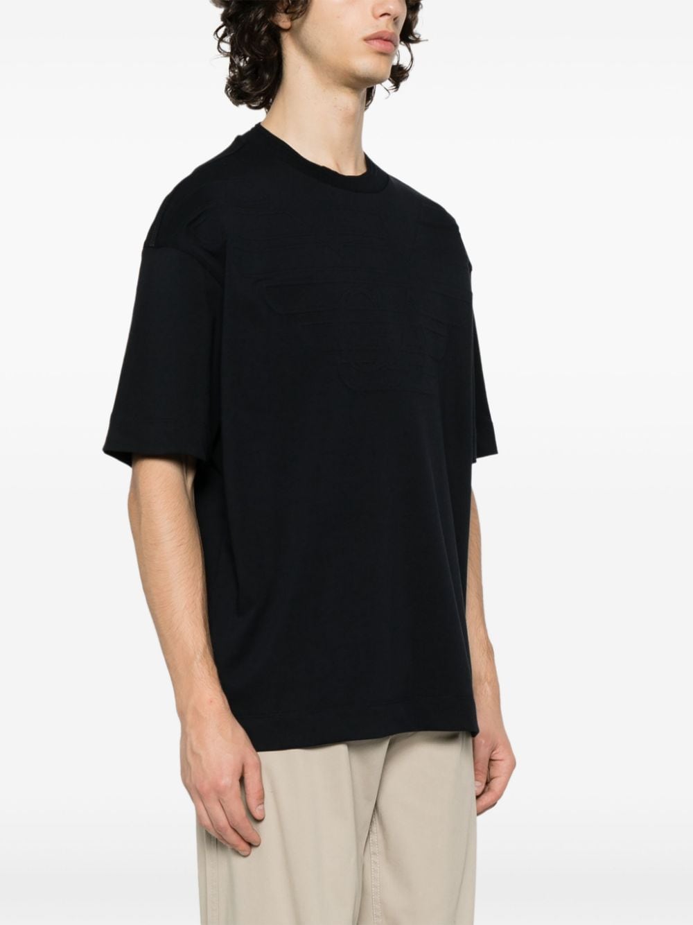 Shop Emporio Armani Crew-neck Cotton T-shirt In Blue