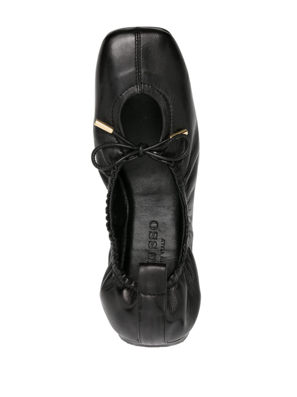 Shop Scarosso Margot Leather Ballerina Shoes In Black