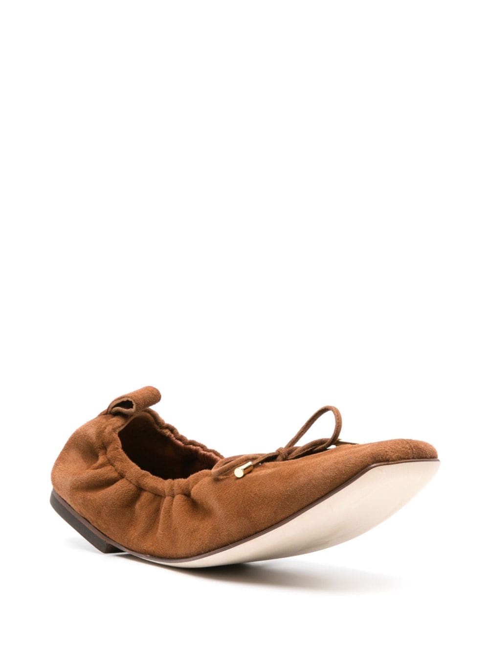 Shop Scarosso Margot Suede Ballerina Shoes In Brown